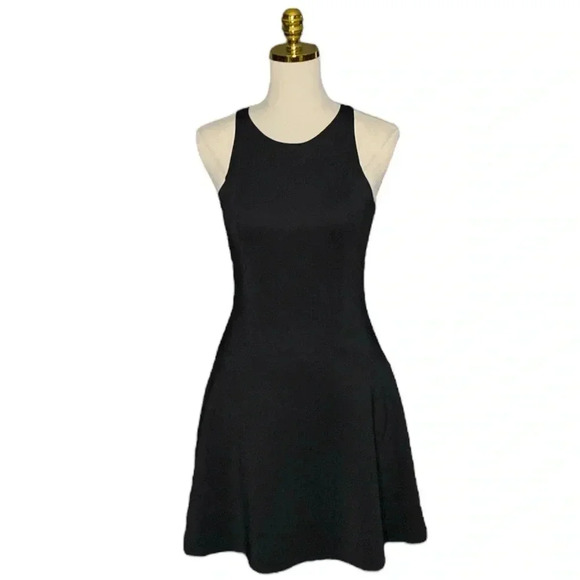 ABERCROMBIE & FITCH | Black Neoprene Scuba Knit Fit & Flare Skater Dress Size M - Picture 1 of 9